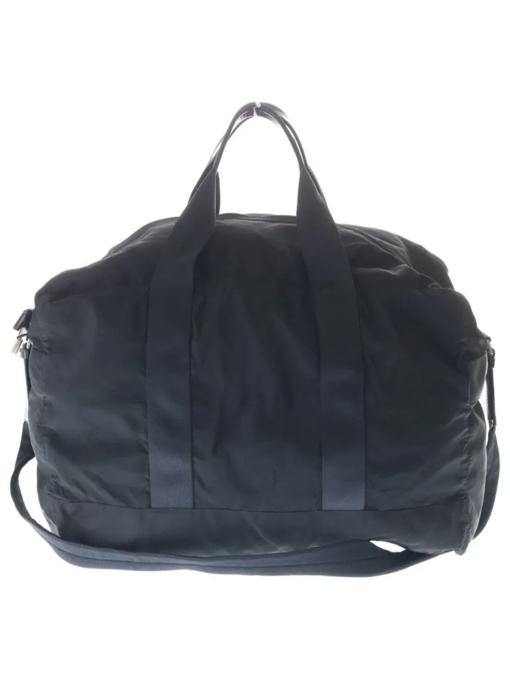 Prada Saffiano Triangle Plate Nylon 2-Way Shoulder Bag Black